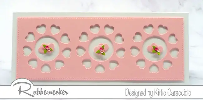 This is an example of the clean and simple valentine cards you can make with one of the new slimline dies from Rubbernecker - come see how EASY it is!