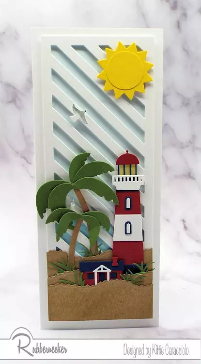 You can almost hear the surf with this slimline lighthouse card - I am LOVING all the extra design space!