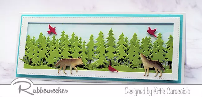 Make a wolf greeting card on a slimline base for even more room for your furry friends!