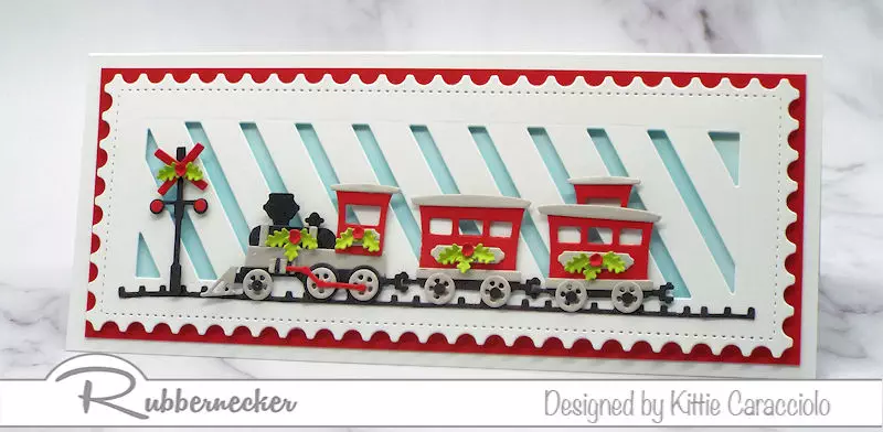 If you are looking for Christmas card making ideas you might want to click through to learn more about this Christmas train slimline card.