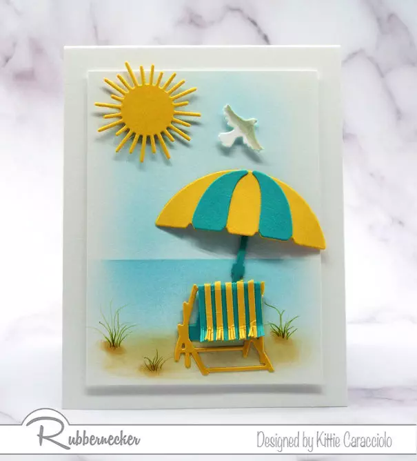 pretty backgrounds for cards shown off with a tropical scene made from die cuts on a handmade greeting card