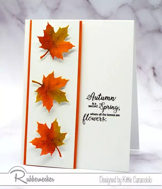 a simple card with vibrant leaves created using inking techniques