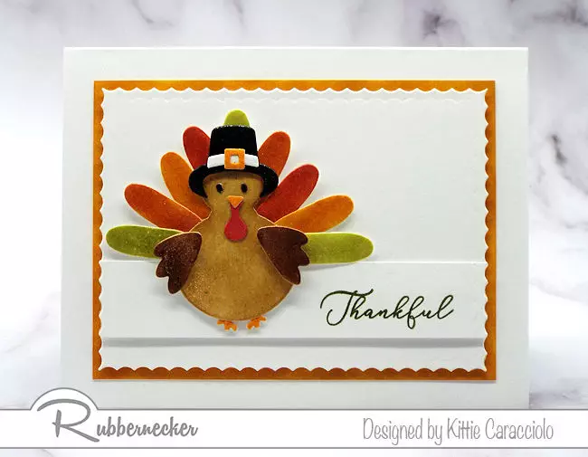 This sweet turkey card was made with dies from the new Rubbernecker die release.