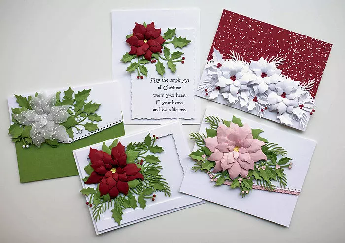 You can learn how to make these pretty Christmas cards by taking the Rubbernecker Poinsettia Online Class.