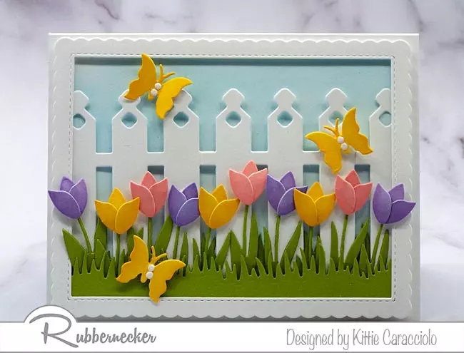 coloring die cut flowers using Rubbernecker dies adds lots of extra dimension and a lovely 3-D effect like here on these spring colored card stock tulips