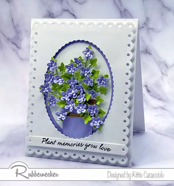 learn how to add shape to die cut flowers like the ones on this handmade greeting card using dies from Rubbernecker