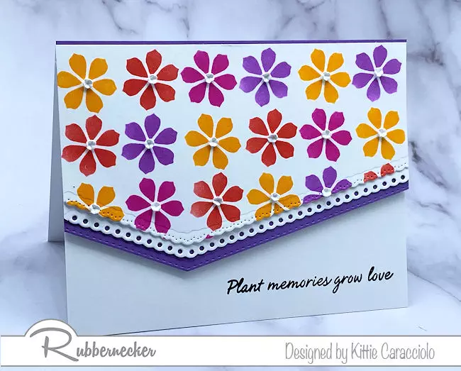 learn how to use a rotating stencil to create a whole sheet of different colored flowers in a gorgeous random pattern