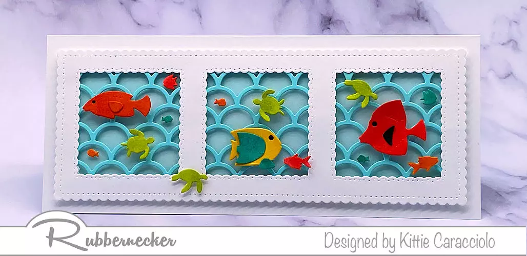 this handmade tropical fish card with its three windows sharing delightful details can be used for many occasions