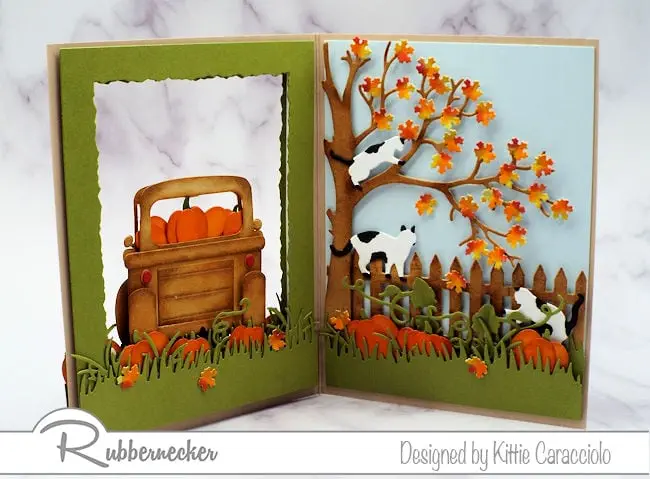 a handmade double sided open frame card made using dies from Rubbernecker and taught in today's video tutorial