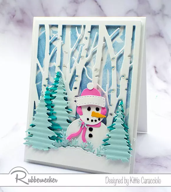 make a snowman card in fresh colors with easy to use dies from Rubbernecker
