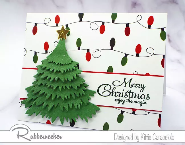 one of my easy Christmas cards made with a single set of die cuts layered over patterned paper