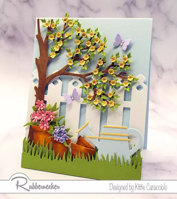 an example of how to adapt spring card ideas by swapping out die cut elements in similar scenes on DIY greeting cards