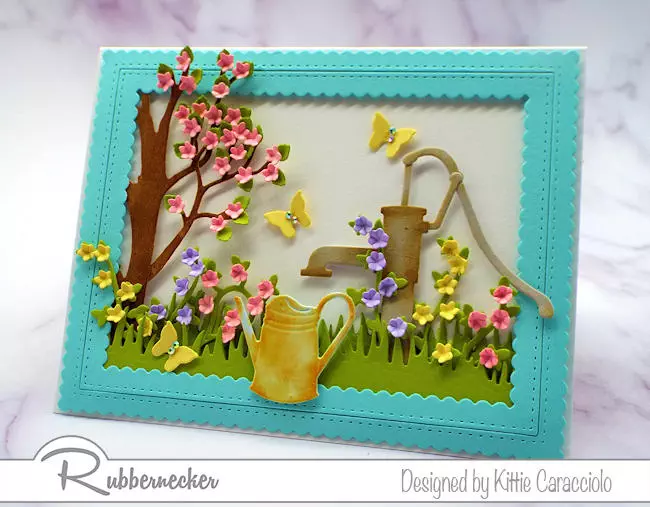 handmade garden themed cards get even more creative elements thanks to the addition of new dies from Rubbernecker
