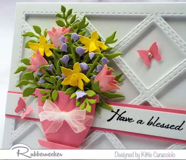 details of the die cut flower bouquet on today's example spring flower cards to make for any occasion