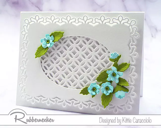 learn how to extend a mini slimline die to create the beautiful white circle lattice in the background of this card