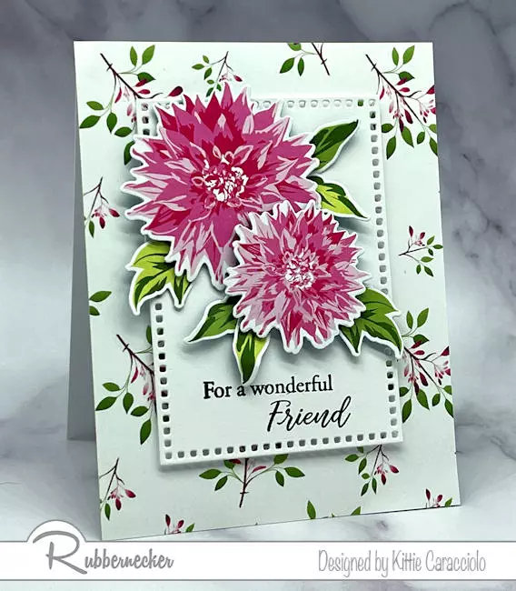 A beautiful quick and easy handmade card created by die cutting preprinted flowers and leaves that look freshly stamped.