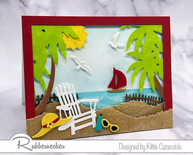 A Detailed Handmade Beach Scene Card - Kittie Kraft