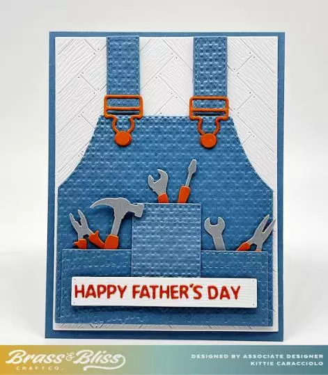 A tools and overalls masculine themed card is perfect for Father's Day, birthdays or any other special occasion.
