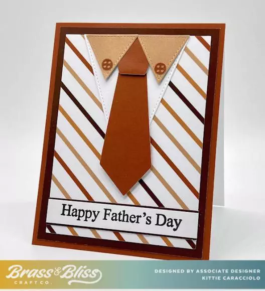 A last minute fast and easy masculine card with a fun patterned paper background and shirt and tie theme from Brass and Bliss Craft Co.