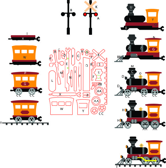 68 Train Engine Punch Tags Die Cuts Confetti from Foil Cardstock