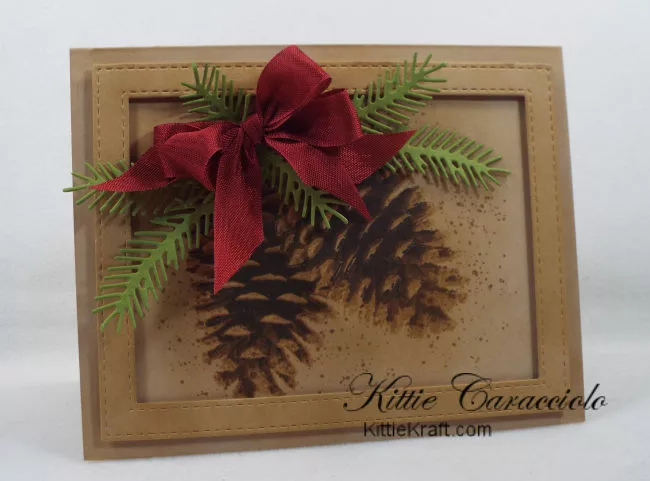 Country Christmas Pinecone Card with Layered Stamps Kittie Kraft