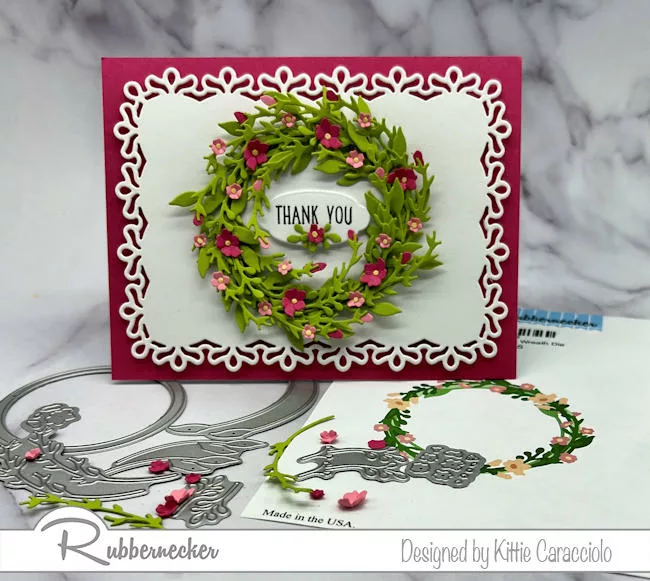 How To Make a Die Cut Spring Wreath Card - Kittie Kraft