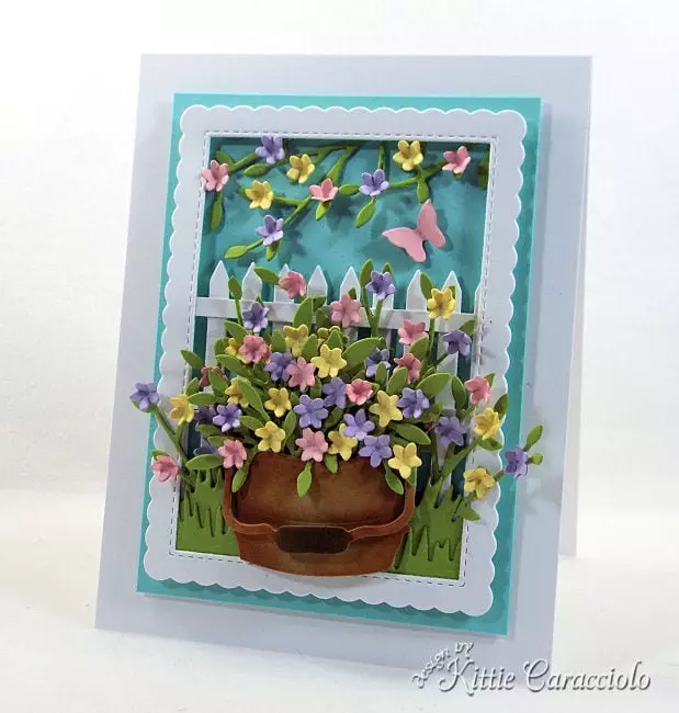 Die Cut Fence And Bucket Scene - Kittie Kraft