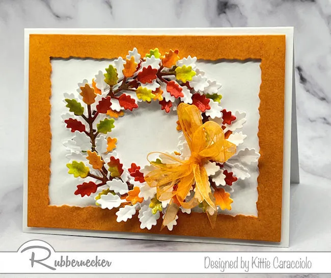Handmade Autumn Leaf Wreath Card! Kittie Kraft